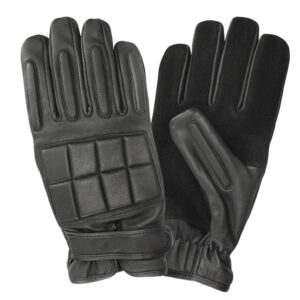 Anti Riot Black Rubber Padding Leather Combat Tactical Glove